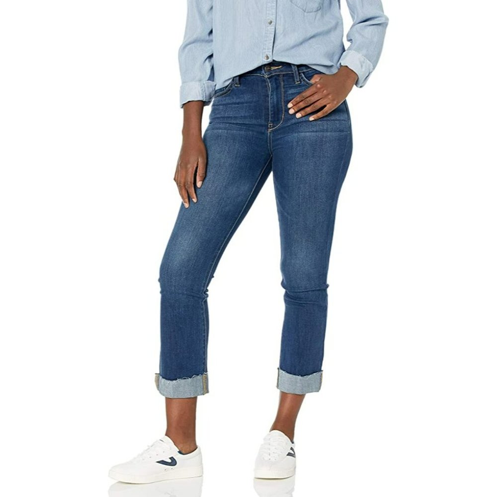 Sam Edelman the Stiletto High Rise Straight Crop Cuffed Jeans Size 10/30 NWT